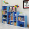 新款创意书柜创意组合书架简约现代小柜子落地置物架简易储物柜陈列架 2排7格(蓝)