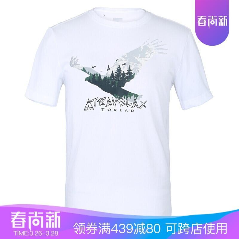 江一燕户外秋18新款男女款图案印花吸湿弹力透气短袖T恤TAJG81827/82740_6 TAJG81827-G02X白色(男) M