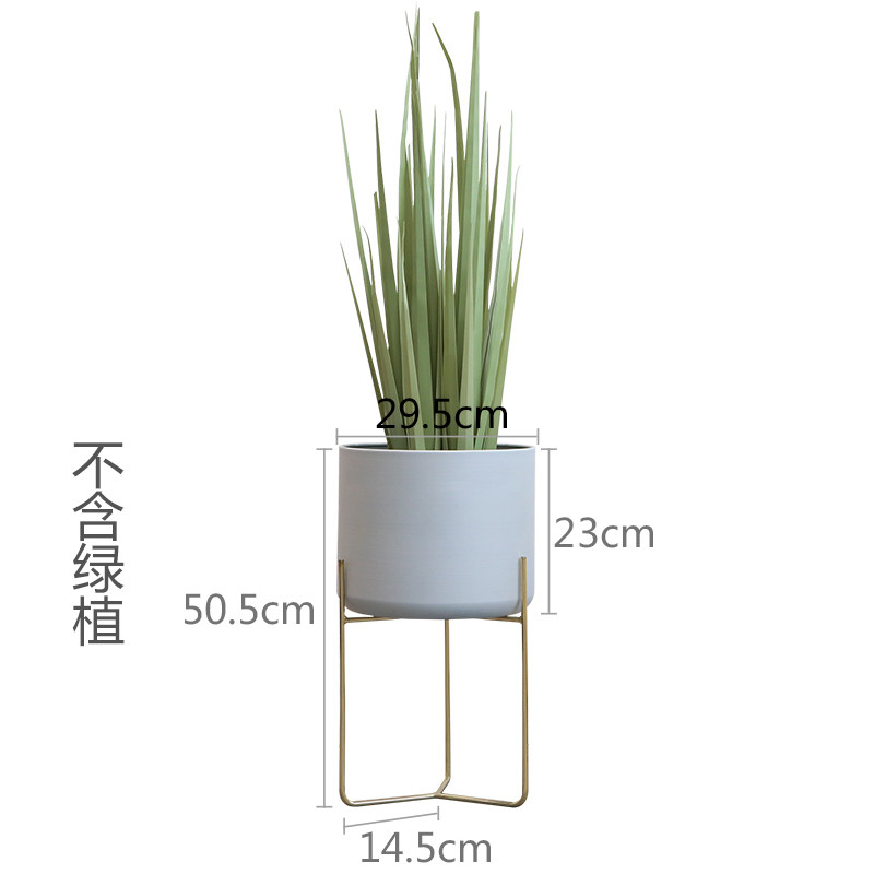myfine创意北欧铁艺花架阳台客厅室内落地式现代简约花盆绿萝_7 灰色大号不含植物