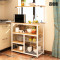 新款创意厨房置物架落地多层柜子储物柜架子家用微波炉架烤箱架收纳架碗架 B款白架+原野橡木