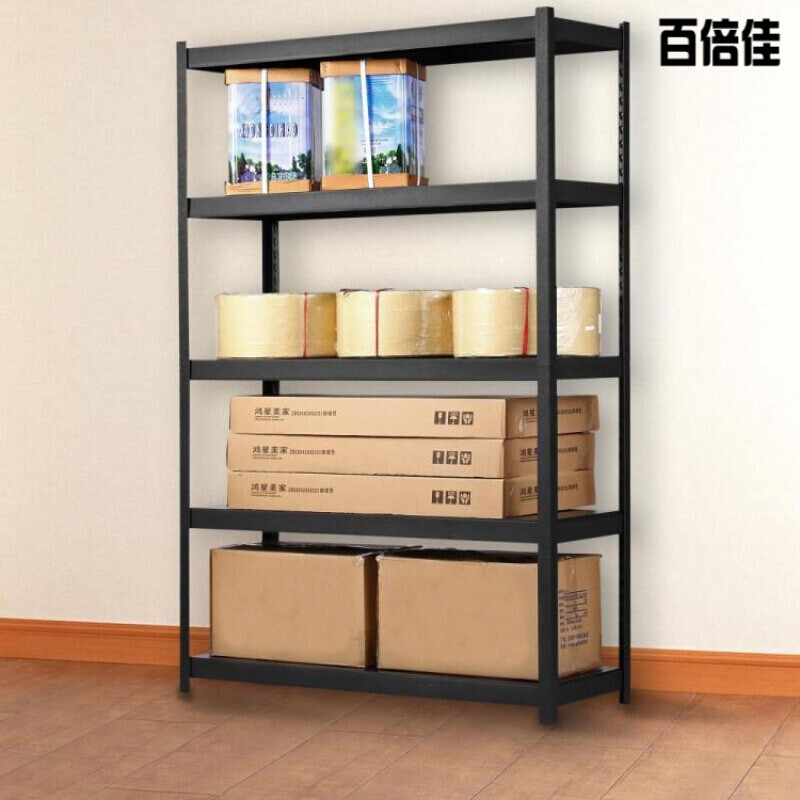 新款创意承重加厚货架仓储家用置物架酒展示架车库仓库阳台金属鱼缸架 82x42x183五层黑水纹