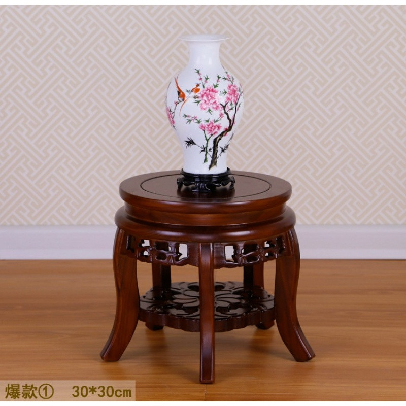 中式仿古多层实木花架室内阳台客厅绿萝吊兰盆景木头架欧式落地面_7 爆款①高30厘米【精品】