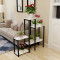 客厅花架铁艺多层绿萝吊兰花架置物架阳台地面室内落地花盆架转角_6 白架浅胡桃【转角】