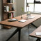 新款创意美式乡村loft工业风格家具实木餐桌工作会议桌咖啡桌设计师长条桌 长凳180*35*45