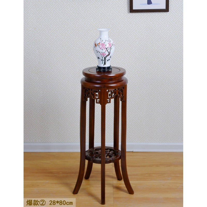 中式实木花架室内地面客厅阳台绿萝花盆景小架子木质欧式木制多层_7 爆款②高80厘米【精品】