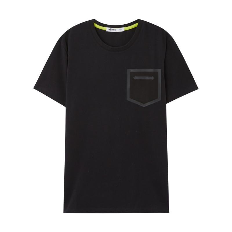 美特斯邦威短袖T恤男夏装贴网眼袋短袖T726218商场同款 185/104B/XXL 影黑90