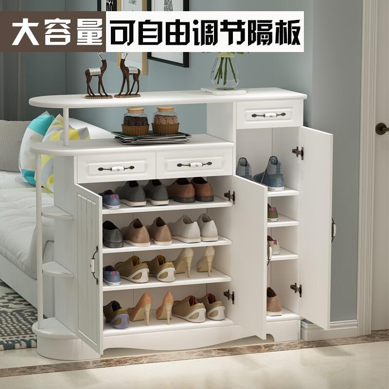 淮木韩式欧式鞋柜酒柜简约现代双面烤漆厅玄关鞋柜隔断鞋柜实木田园609款阿斯木色套米白组装_6 890款长100cm罗马柱隔断
