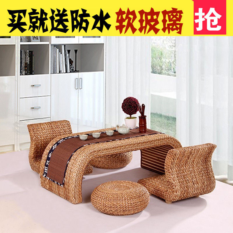 藤编榻榻米茶几日式草编小茶几飘窗桌阳台桌地台休闲桌喝茶桌炕桌_7 小号80*50*38厘米