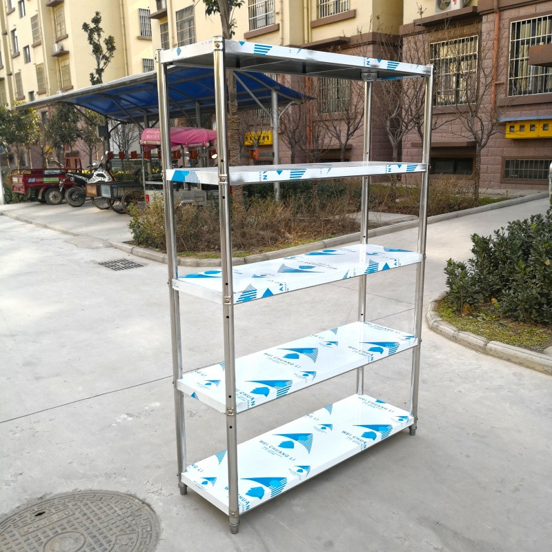 五层不锈钢收纳架仓储整理落地架微波炉烤箱架家用仓库5层置物架_7 特厚150长45宽180高五层