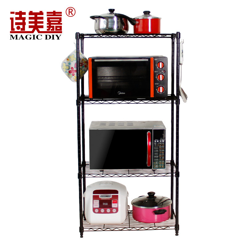 厨房置物架微波炉架锅架杂物架收纳架角落架子_9 宽35长60高120四层