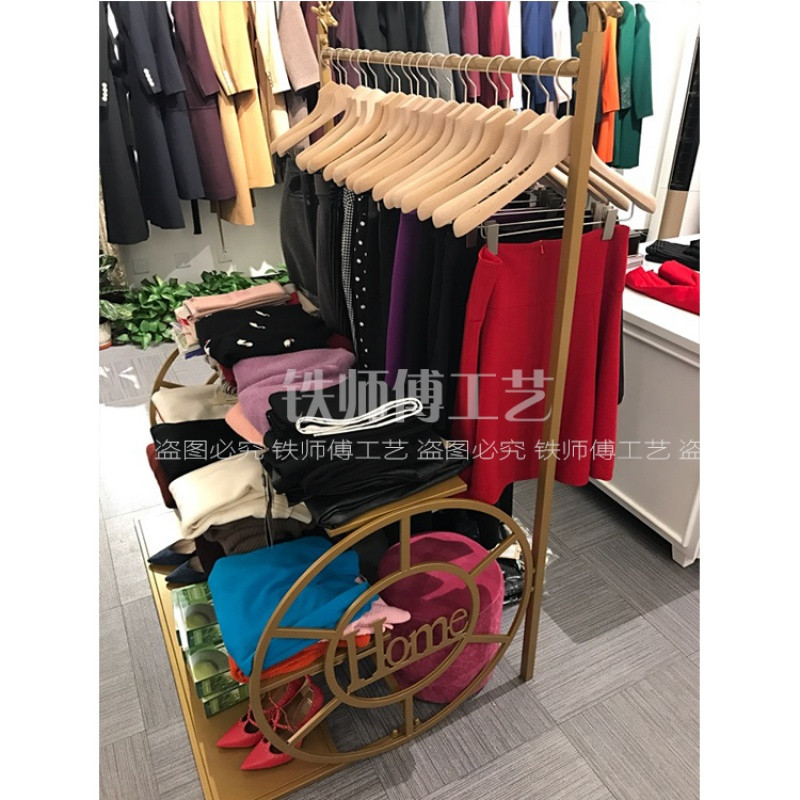 创意衣服展示架衣帽挂衣架服装店货架陈列柜中岛架流水台鞋架包架_8 150长*85宽*150高【白色】