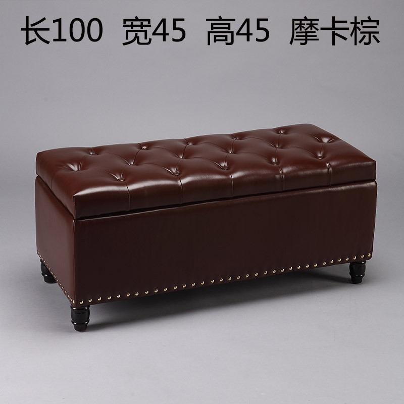 欧式门口换鞋凳鞋柜储物凳试鞋凳服装店沙发床尾凳实木试衣间凳子_7 100*45*45摩卡棕