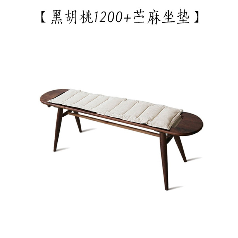[/挂耳长凳]原创家具纯实木樱桃黑胡桃北欧换鞋凳条凳板凳_4 黑胡桃-120-[带坐垫]丨现货