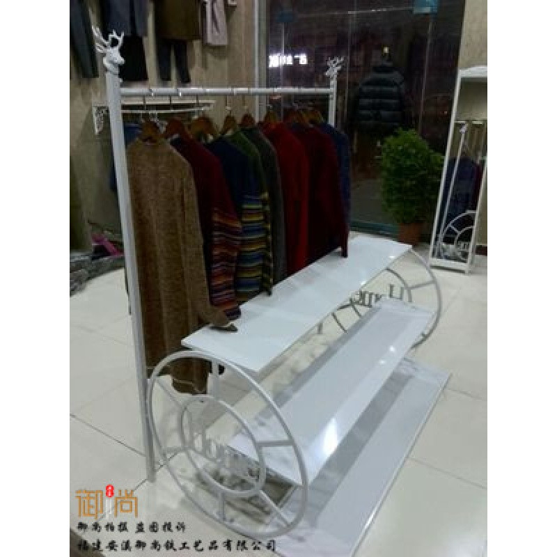 顺衣服展示架衣帽挂衣架服装店流水台陈列柜中岛货架鞋架包架_8 加厚黑色100*85*150
