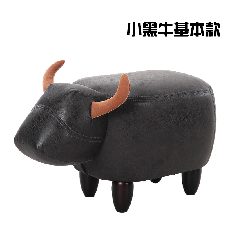 创意小牛换鞋凳小猪储物凳大象凳动物凳小羊梳妆凳沙发凳鳄鱼脚凳 小黑牛基本款优品
