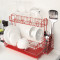 创意厨房沥水架碗碟筷架水槽多层置物架整理收纳架晾碗滴水架_3 红色