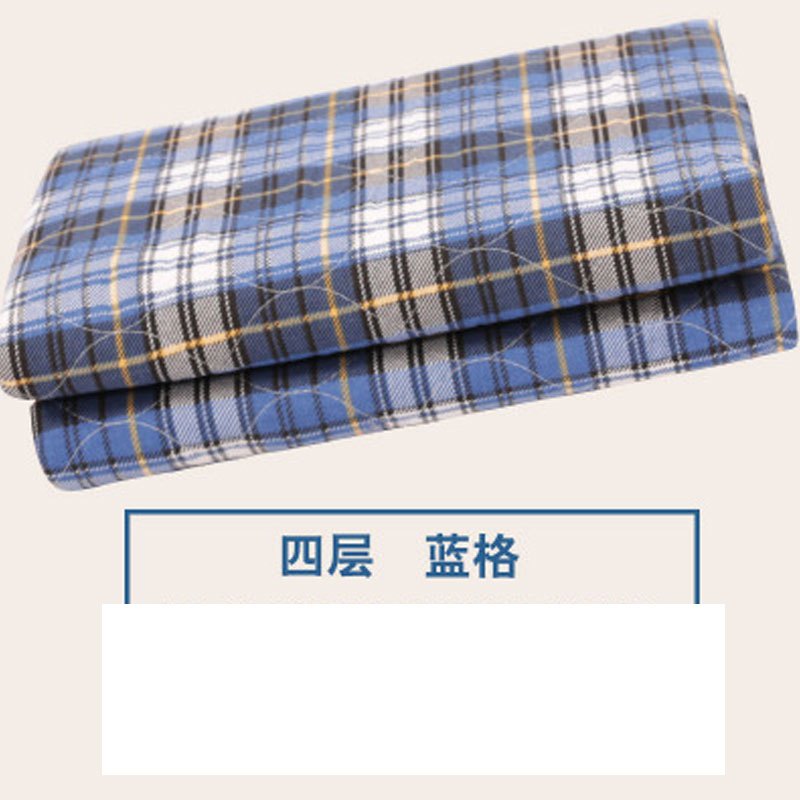 婴幼儿隔尿垫格子型成人可洗老年人床垫通用初生男女宝宝床上用品隔尿垫 四层蓝格60*90cm