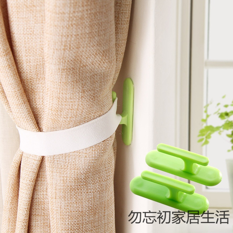 居家家免打孔窗帘扎带挂钩贴墙钩壁钩钩子窗帘钩绑带粘贴式固定钩