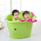 超大号儿童洗澡桶泡澡桶宝宝浴桶沐浴桶婴儿洗澡盆浴盆可坐加厚 绿+蓝+花洒
