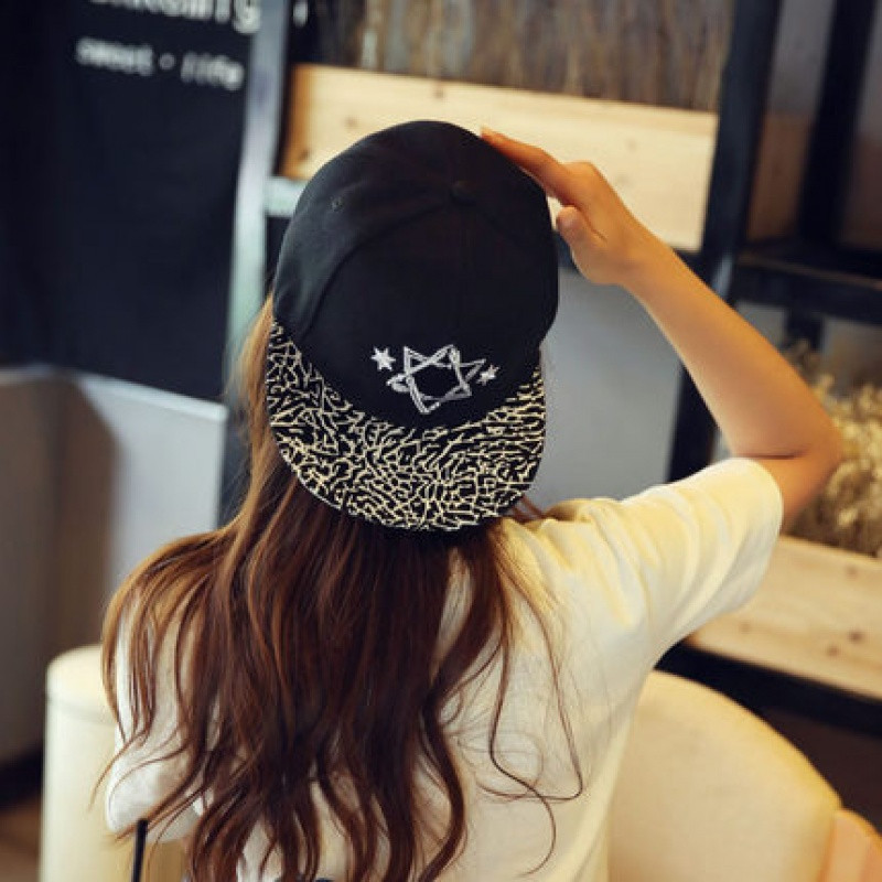 2018新款春季女士潮人棒球帽子韩版百搭春款春天夏季时尚潮休闲帽_1 六角星黑色