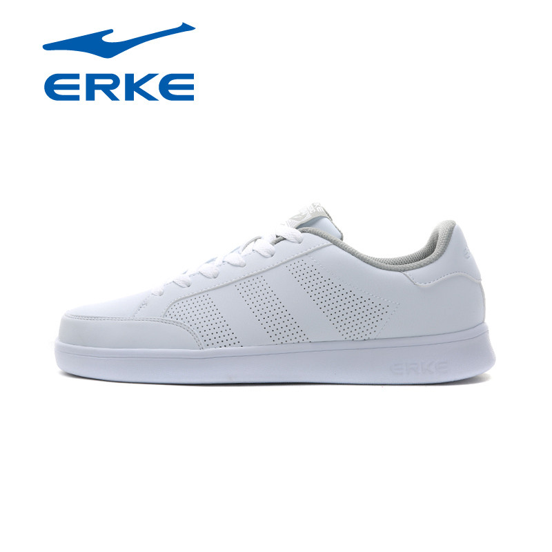 鸿星尔克(ERKE)男士休闲百搭低帮系带滑板鞋耐磨舒适休闲鞋11117101032 正白 44码