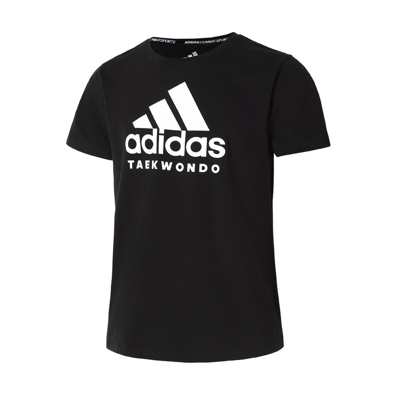 阿迪达斯adidas跆拳道新款男装训练跑步短袖运动休闲T恤-ADICTT_0 2XL 黑白