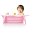 婴儿折叠浴盆宝宝洗澡盆大号加厚儿童可坐浴桶浴缸新生儿洗护用品 浅粉