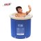 家用折叠洗澡桶塑料充气浴缸加厚保温泡澡桶儿童支架浴桶型号不确定的麻烦看一下 深蓝色70*70+保温盖