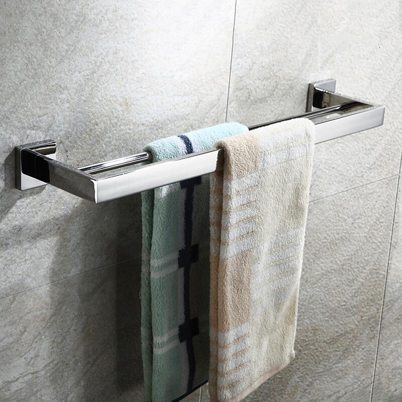 卫生间浴室毛巾杆毛巾架毛巾挂304不锈钢单杆双杆卫浴五金挂件_7 默认尺寸 双杆60cm