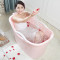 塑料洗澡桶超大号沐浴桶加厚儿童保温桶沐浴缸洗澡浴盆泡澡桶粉红色带盖上长120厘米 白色带盖上长98厘米