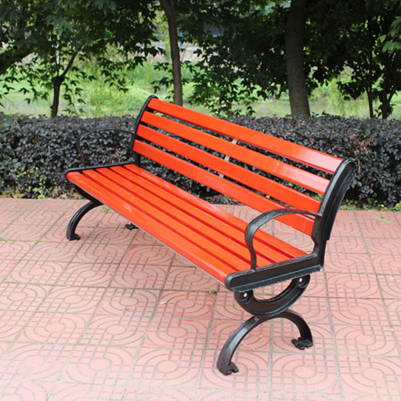 【京好】公园长椅子休息椅无靠背 木质休闲铸铁户外椅子C67 带靠背防腐实木款1.5米铸铝脚