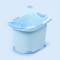 儿童浴缸洗澡桶加厚可坐加大号婴儿小孩泡澡桶宝宝沐浴桶感温浴盆 蓝色+转转乐