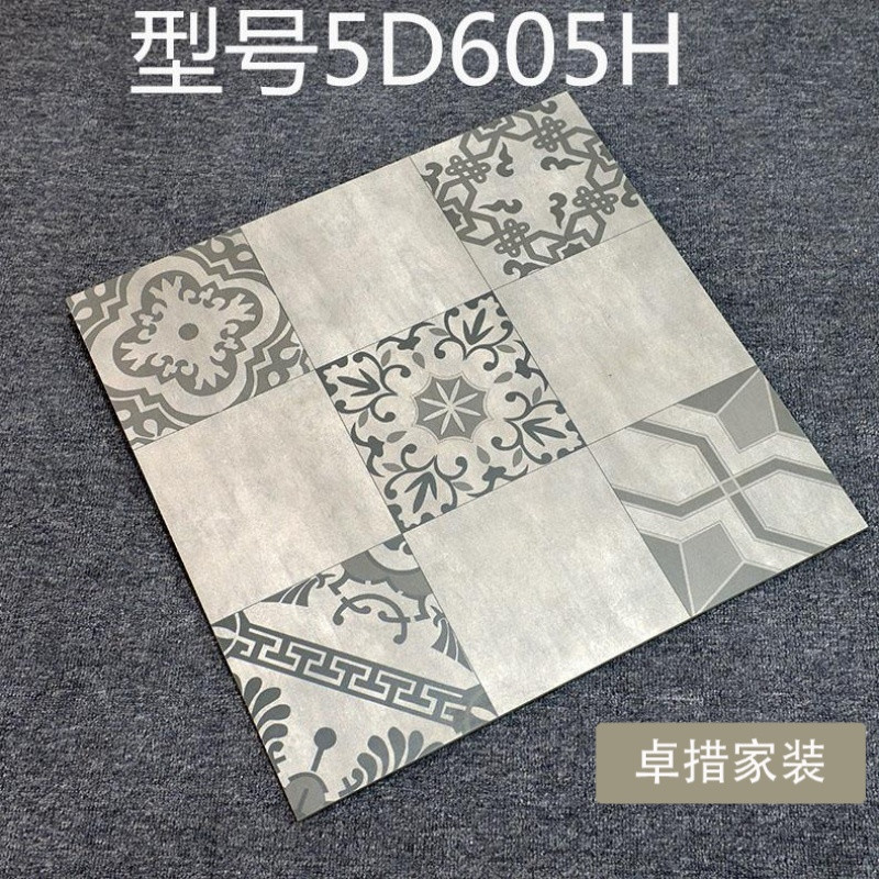 仿古砖600x600灰色仿水磨石瓷砖水泥砖室外地板砖厨房阳台复古砖_5 600*600 5D605H