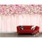 温馨粉色花卉蔷薇粉色纱帘墙纸卧室客厅沙电视背景走廊壁画壁纸_4 高档进口油画布（整幅）/平方