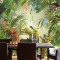 东南亚风格手绘热带雨林芭蕉叶壁纸餐厅客厅电视背景墙纸墙画_4 高档进口无缝无纺布（整幅）