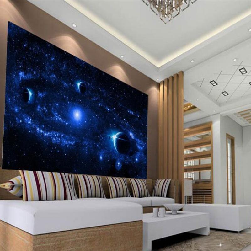 3D立体浩瀚宇宙星空壁画个性流星行星墙纸壁纸主题房时尚大型壁纸_9 高档无缝宣绒（整幅）/平方