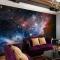 3D立体浩瀚宇宙星空壁画个性流星行星墙纸壁纸主题房时尚大型壁纸_6 高档进口油画布（整幅）/平方
