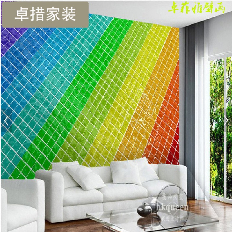 3d立体方格彩色七彩空间延伸创意背景墙客厅卧室沙电视背景墙纸_5_1 加厚无纺布（拼接）