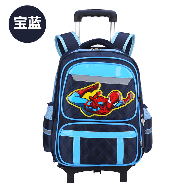 小学生拉杆书包两用三轮可爬楼男生3-4-5年级儿童6-12周岁蜘蛛侠_8 宝蓝6轮