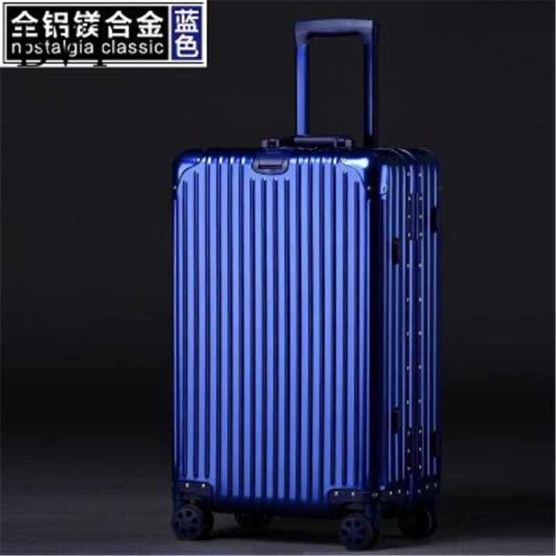 BVT全铝镁合金商务拉杆箱女士拖箱旅行箱万向轮行李箱海关锁密码箱 24寸 大包角宝蓝色