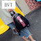 BVT韩版女包新款双肩包女百搭学院风中学生书包贝壳撞色背包旅行背包 蓝色