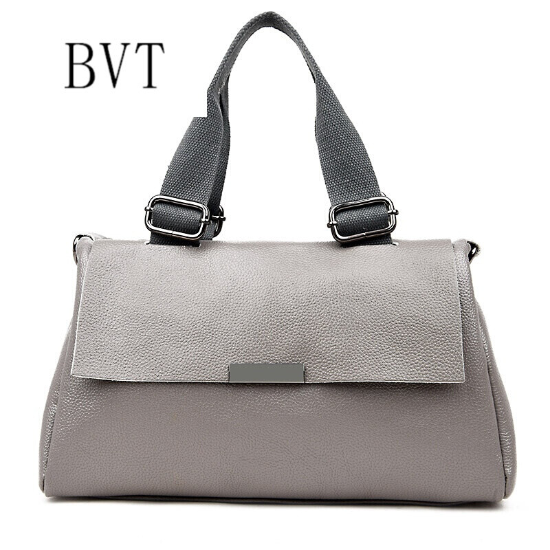 BVT新款女士单肩斜跨女包时尚韩版简约纯色手提包欧美潮流单肩斜跨包 浅灰色