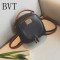 BVT双肩包女真皮小书包韩版百搭个性小背包时尚单肩斜挎包包前胸包 黑色