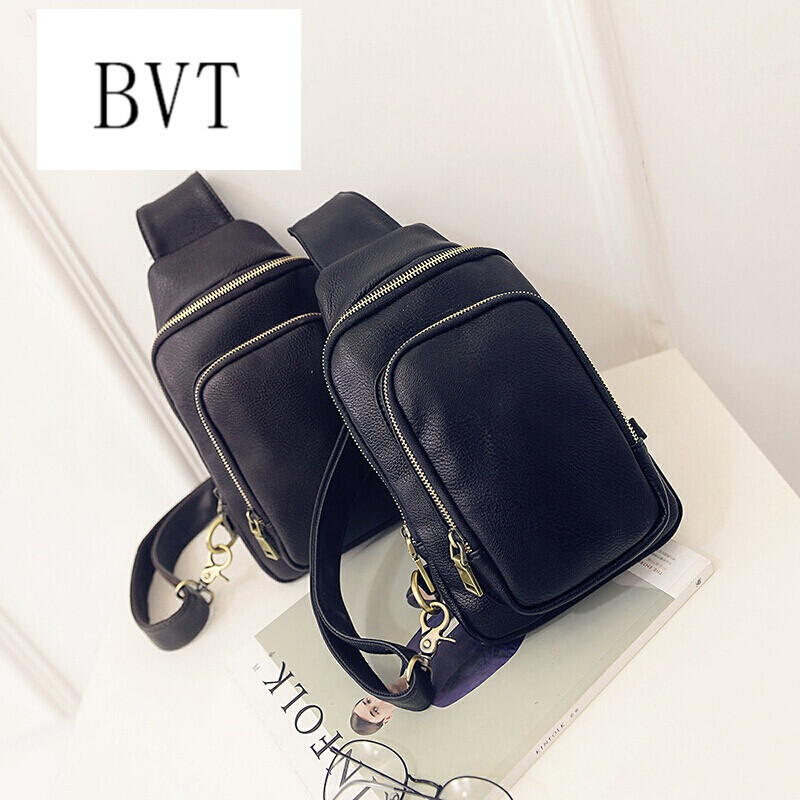 BVT男士胸包休闲斜挎包运动腰包胸包男包单肩包骑行户外小包背包 黑色