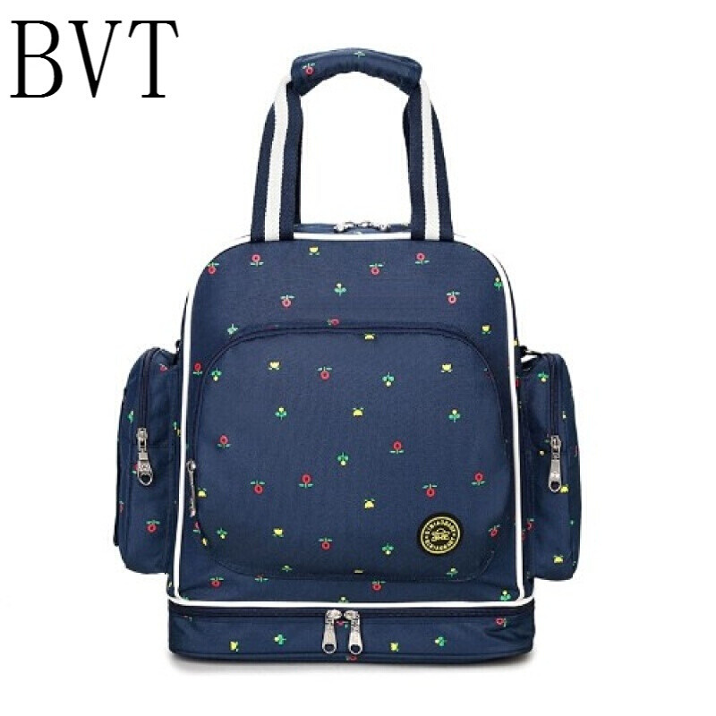 BVT妈咪包双肩包多功能大容量外出包待产孕妇包包双肩背包妈咪 A款蓝色小花