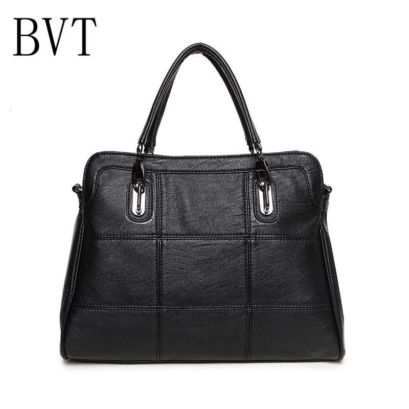 BVT女士包包时尚手提包杀手包大包包复古百搭牛皮单肩斜挎包_4 黑色