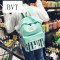 BVT新款帆布双肩包女小清新可爱休闲学院风学生书包旅行背包 粉红色