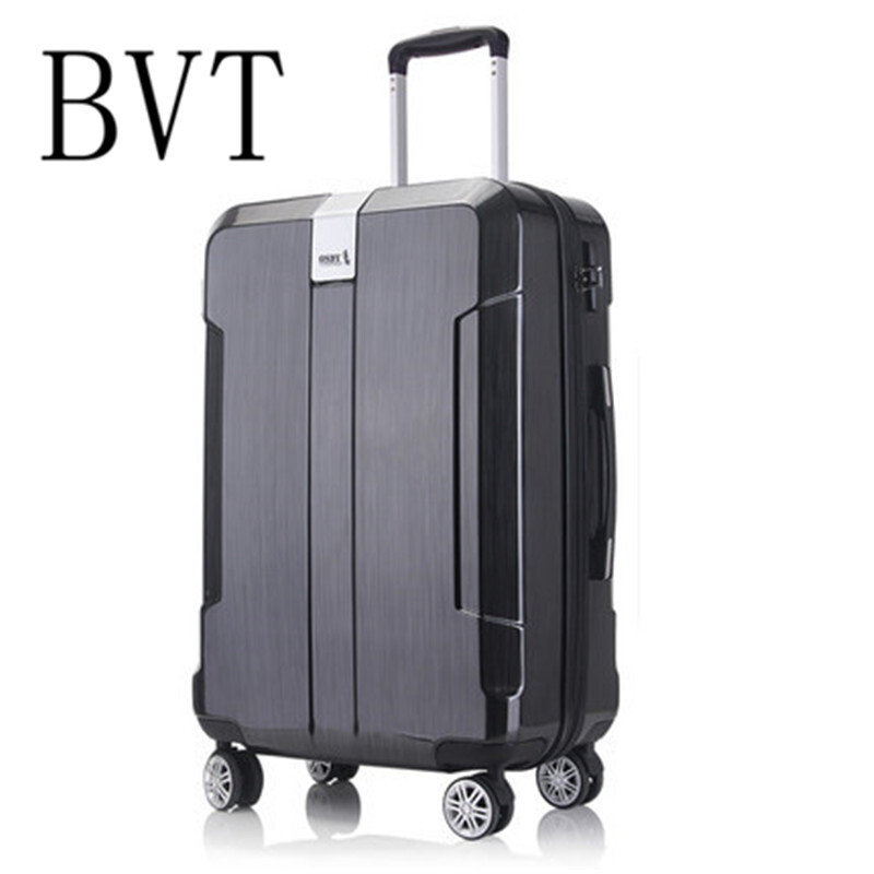 BVT新品拉丝20寸万向轮拉杆箱旅行箱24/28寸行李箱男女登机箱子 #20 黑色