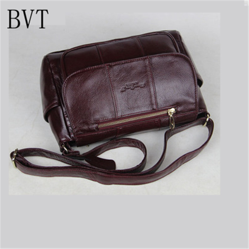 BVT真皮斜挎女包小方包斜跨小包软牛皮斜挎包女式小包包 枣红