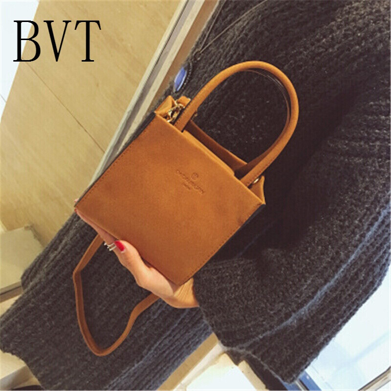 BVT女包潮飞行迷你小方包单肩斜挎包复古欧美时尚磨砂皮气质手拎包小 棕色